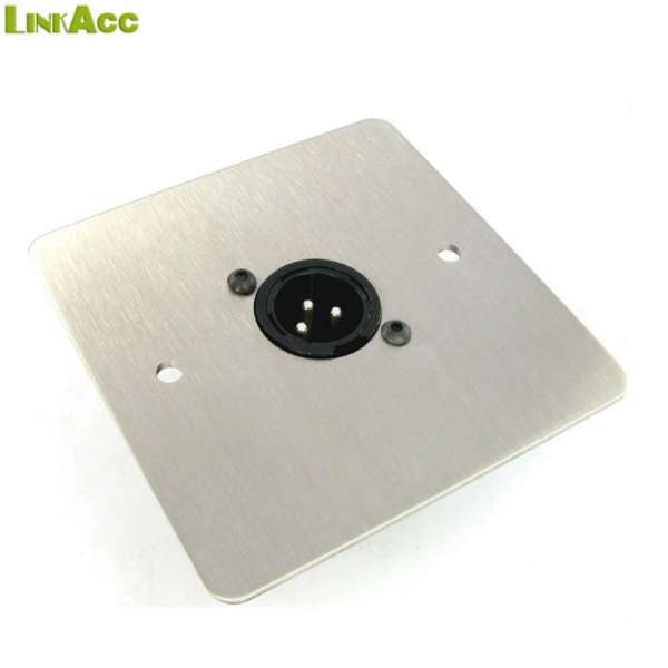 Linkjc012 Brushed Stainless Single male XLR wall plate